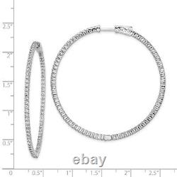 Sterling Silver Rhodium-plated Cubic Zirconia CZ In and Out Hoop Earrings Women