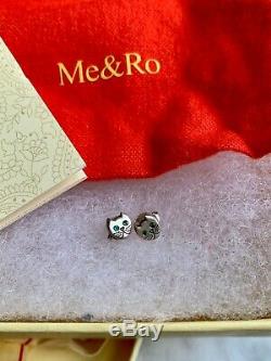 Sterling Silver Tiny Kitten Studs with Emerald Eyes Me & Ro