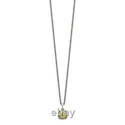 Sterling Silver with 14k Peridot 18'' Chain Necklace Fine Jewelry for Women Men