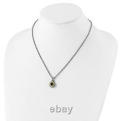 Sterling Silver with 14k Peridot 18'' Chain Necklace Fine Jewelry for Womens Men