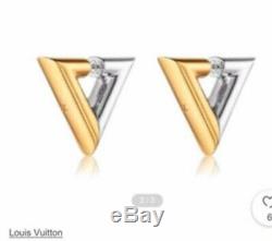 Super Rare! LOUIS VUITTON Essential V Design Earrings Beautiful Item From Japan