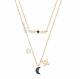 Swarovski 5273290 Glowing Moon Necklace Set Black/white/rose Gold Rrp $199