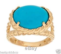 Sz 8 Sleeping Beauty Turquoise Rope Design Ring REAL 14K Yellow Gold QVC