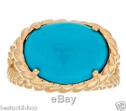 Sz 8 Sleeping Beauty Turquoise Rope Design Ring REAL 14K Yellow Gold QVC