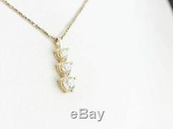 Three Stone Pendant Necklaces1.50Ct Round Cut Diamond 14K Yellow Gold Finish
