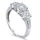Three Stone Round Cut 1.30ct Diamond Engagement Wedding Ring 14k White Gold Over