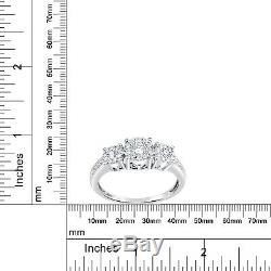 Three Stone Round Cut 1.30Ct Diamond Engagement Wedding Ring 14k White Gold Over