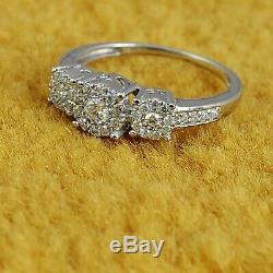 Three Stone Round Cut 1.30Ct Diamond Engagement Wedding Ring 14k White Gold Over