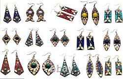 Tibetan Earrings Gold Plated Napali Ethnic Handmade Wholesale Lot Mix Gemstones