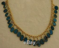 Turquoise Necklace 18K Gold 16 Sleeping Beauty 34 Grams Weight Of Necklace
