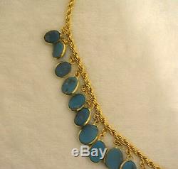 Turquoise Necklace 18K Gold 16 Sleeping Beauty 34 Grams Weight Of Necklace