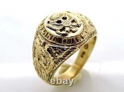US Army Vintage Mens Customize Aggie Ring Military Ring 14k Yellow Gold Finish
