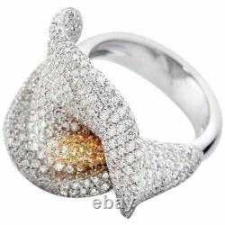 Unique and Wonderful 4.20ct White & Yellow Cubic Zirconia 925 Silver Flower Ring