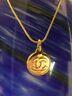 Vintage Authentic Chanel Round Cc Zipper Pull Charm Necklace