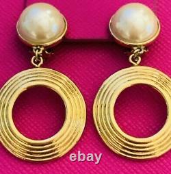 Vintage Givenchy Hoop Earrings Pearl Top Beautiful and Classy