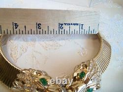 Vintage Gold plated two head Panther choker Necklace Beautiful