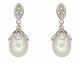 Vintage Style White Gold Pearl & Diamond Drop Earrings, Jewellery
