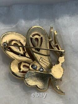 Vintage trifari butterfly brooch, beautiful. Super Rare, Missing 3 Small Stones