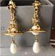 Vivienne Westwood Drop Pearl Earrings Gold Orb Brass Ladies Beauty No Box Used