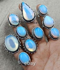 WOW Designer Opalite Gemstone 925 Sterling Silver Plated Wholesale Lot Rings