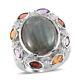 Wedding Gifts 925 Silver Platinum Over Labradorite Ring For Prom Size 7 Ct 13.7