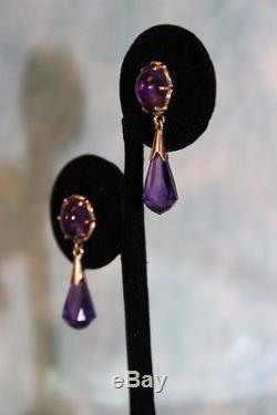 Well crafted Beautiful 14KY Gold Vintage Amythyst Dangle Earrings circa 1920's