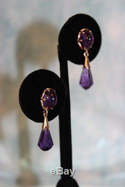 Well crafted Beautiful 14KY Gold Vintage Amythyst Dangle Earrings circa 1920's