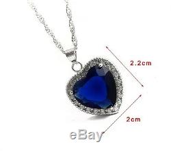 Wholesell 20 pic Silver Titanic Rose Heart Of The Ocean Crystal Necklace Pendant
