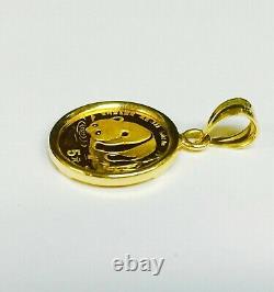 With Stone CHINESE PANDA BEAR COIN Charm Pendant 14k Yellow Gold Plated WithChain