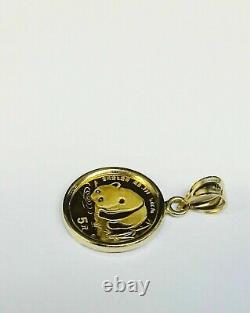 With Stone CHINESE PANDA BEAR COIN Charm Pendant 14k Yellow Gold Plated WithChain