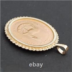 Without Stone 1984 South Africa Krugerrand Shape Pendant 14K Yellow Gold Plated