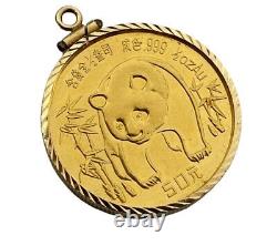 Without Stone 1986 Panda 20 MM Coin Pendant In 14K Yellow Gold Plated Free Chain