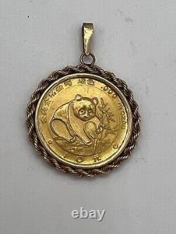 Without Stone 1988 1/10 Oz Panda Coin Pendant With Chain 14k Yellow Gold Plated