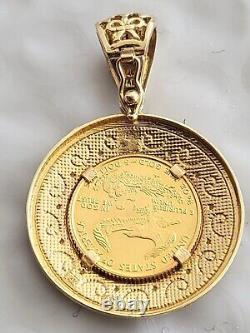 Without Stone 1998 American Eagle Bezel Coin Pendant In 14k Yellow Gold Plated