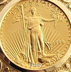 Without Stone 1998 American Eagle Bezel Coin Pendant In 14k Yellow Gold Plated