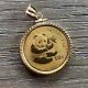 Without Stone Panda Bear 20 Mm Coin Pendant In 14k Yellow Gold Plated Free Chain
