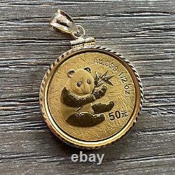 Without Stone Panda Bear 20 MM Coin Pendant In 14K Yellow Gold Plated Free Chain