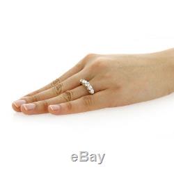 Women 5mm 14K Yellow Gold Wedding Ring Round CZ Five Stone Anniversary Ring