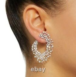 Women's 2Ct Simulated Diamond Huge Stud Earring 14K White Gold Plated 925 Silver