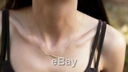 Women's Bar Pendant Necklace 0.20Ct Round Cut Diamond 14K Yellow Gold Finish