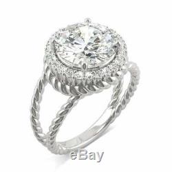 Women's Engagement Wedding Ring 14k White Gold Over 1.20Ct Round Cut Diamond