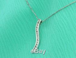 Women's Journey Pendant Necklaces 0.10Ct Round Cut Diamond 14K White Gold Finish