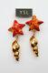 Yves Saint Laurent Beautiful Earrings With Orange Starfish And Golden Shell